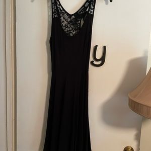 Black comfy dress with lace back trim